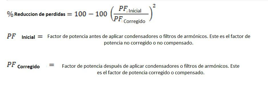 Perdidas en transformadores por armónicos y factor de potencia <font color="E87D23">¡¡¡ PREMIUM !!!</font></strong> 29 Formula para calcular porcentaje de reduccion de perdidas por factor de potencia