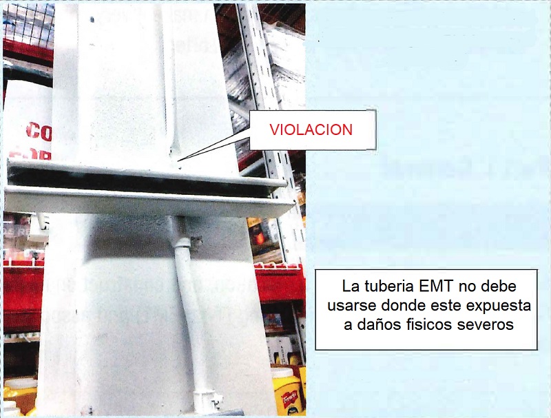Violacion instalacion tuberia EMT