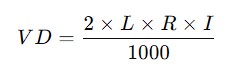 Requisitos de Instalación y Dimensionamiento de Conductores en Alimentadores de hasta 1000V CA y 1500V CC - Artículo 215 - N 2 Formula para calcular caida de tension